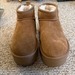 UGG Chestnut Suede Platform Boots
